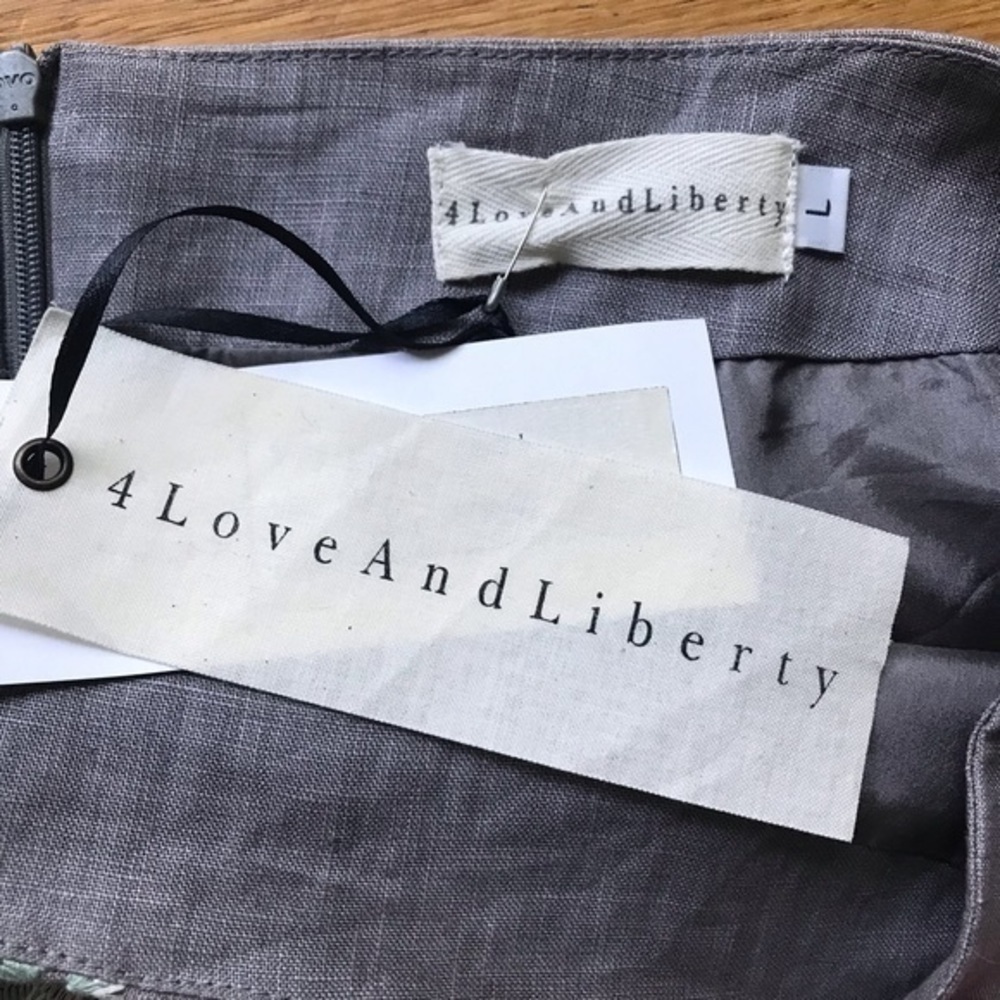 Johnny Was 4 love & liberty Gray Pink Silk Linen Embroidered Mini Skirt Large - Picture 8 of 11